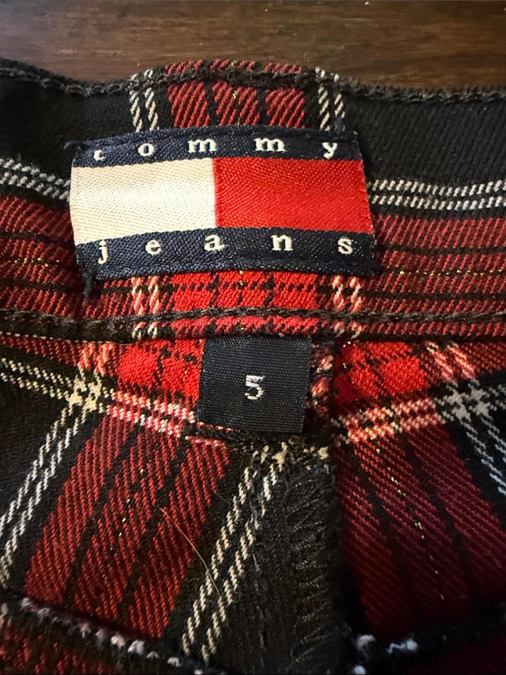 Tommy Jeans Tommy Hilfiger Y2K vintage retro red/black tartan plaid pants size 5 - Picture 7 of 15